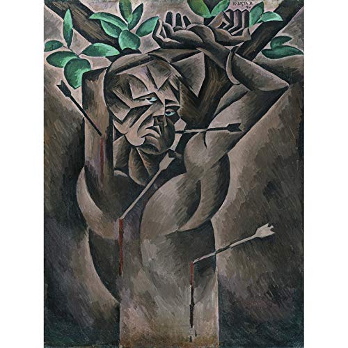 Kubista Saint Sebastian Arrows Tree Painting Art Print Canvas Premium Wall Decor Poster Mural