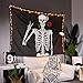 Pheolyh Rock and Roll Human Skull Posing with Rose Tapestries - Funny Skull Human Skeleton Tapestry for Room Decoration - Black and White Wall Art