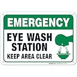 Eye Wash Station Signs, Emergency Sign, 10x7 Rust