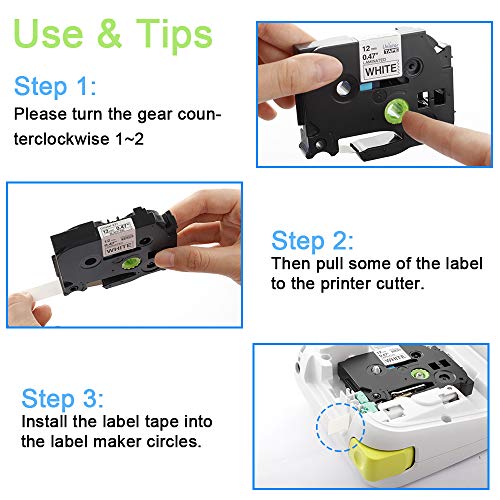 Unistar Ptouch Tape 12mm 0.47 White Label Tape Compatible for Brother