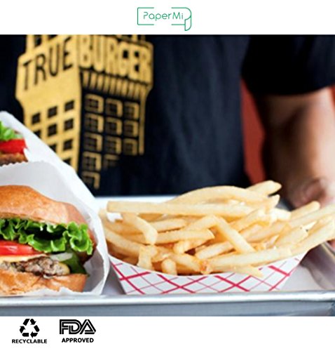 Paper Food Tray, Capacity of 2.5lb, Eco-Friendly Red Plaid Food Trays USA Made, FDA Approved Recyclable & Biodegradable, Convenient for any Event: Party, Camping, Carnival, Catering, BBQ… (250pc)