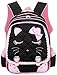 Efree Cute Cat Face Bow Diamond Bling Waterproof Pink School Backpack Girls Book Bag (Large, Black)