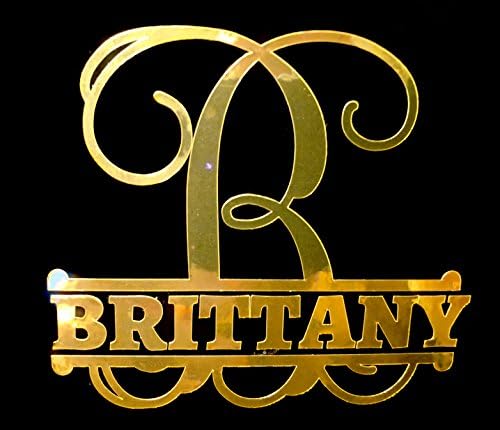 Custom Personalized Metallic Vine Monogram Name Letter Initial Sticker Decal for Cups, Laptops, Tumblers, Car Window (3", Gold Chrome)