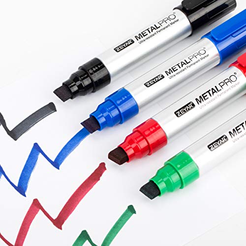 ZEYAR Permanent Markers, JUMBO Size, Aluminum Barrel, Set of 12