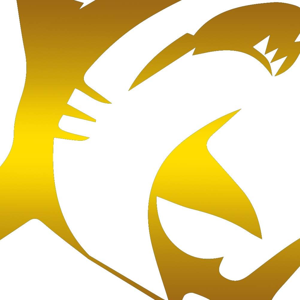 USC DECALS Shark Attack (Metallic Gold) (Set of 2) Premium Waterproof Vinyl Decal Stickers for Laptop Phone Accessory Helmet Car Window Bumper Mug Tuber Cup Door Wall Decoration