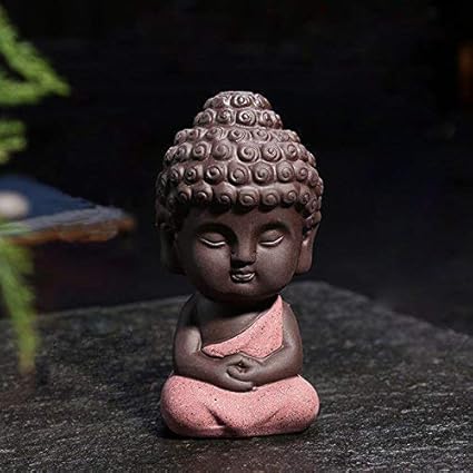 Baradu Small Buddha Statue for Home Car Decor Monk Figurine India Yoga Mandala Sculptures (BS with Pink Color)