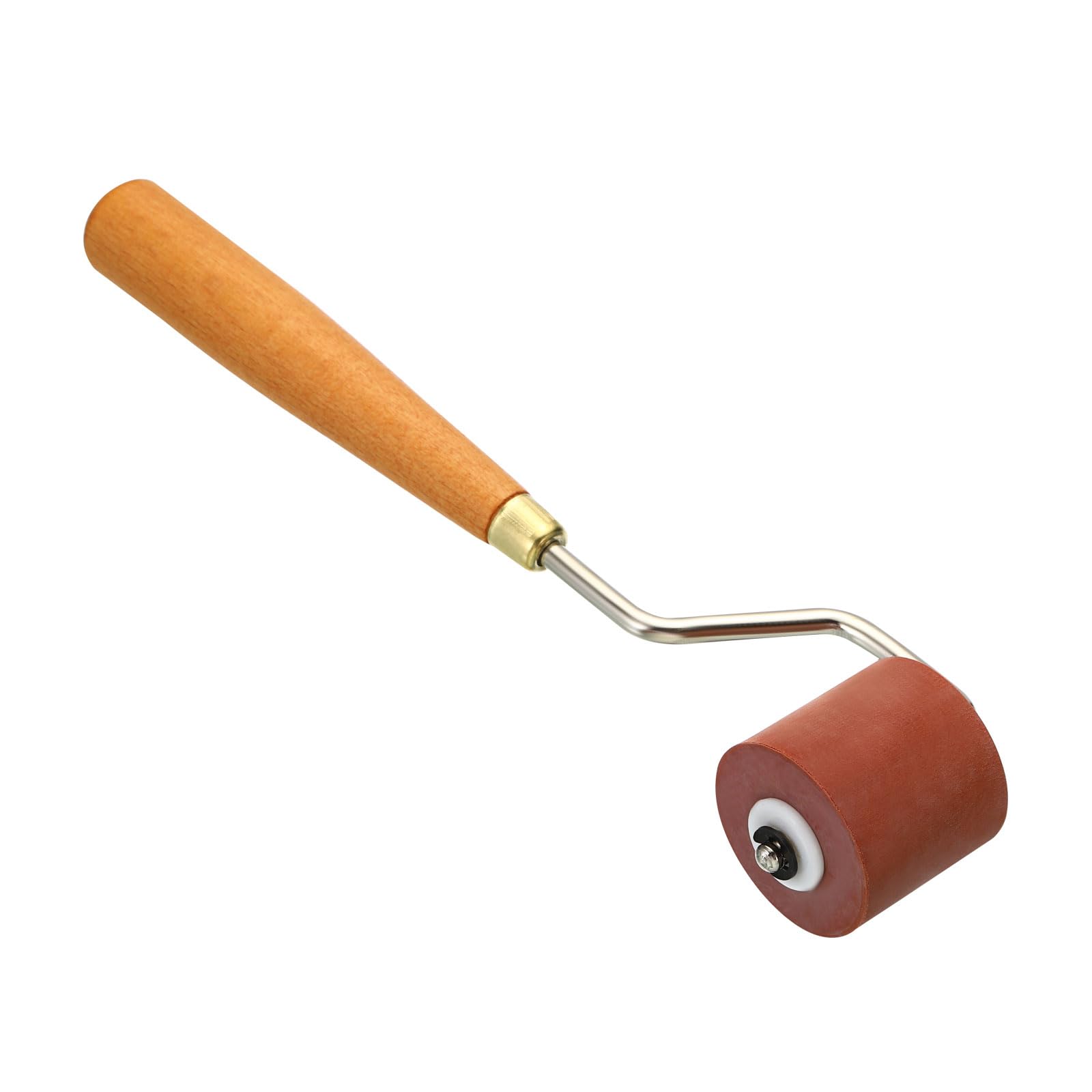 PATIKIL 1.2 Inch Rubber Roller Brayer, Anti Skid Hard Rubber Roller Tools for Wallpaper Art Craft Printing Printmaking Ink Stamping Tape Construction, Red