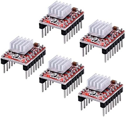 FTCBlock A4988 Stepstick Stepper Motor Driver Module with Heat Sink for 3d Printer Reprap (Pack of 5 Pcs)