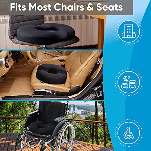 Donut Pillow Hemorrhoid Tailbone Cushion Small Black Seat Cushion Pain Relief for Coccyx