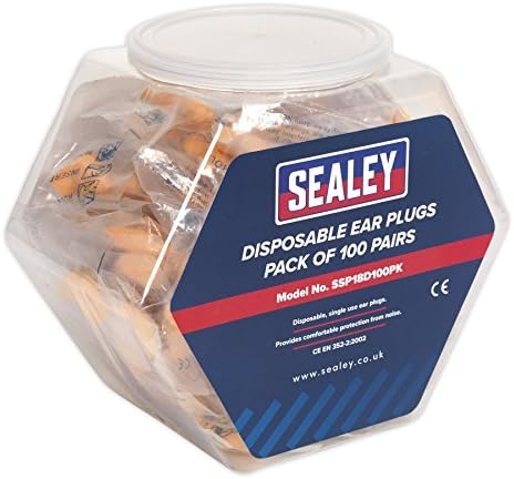 Sealey SSP18D100PK Ear Plugs Disposable Pack of 100 works, Orange