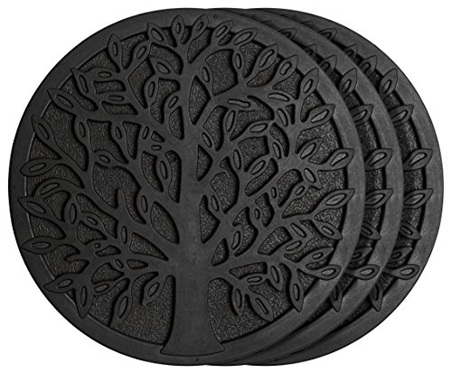 HF by LT Rubber Tree Garden Stepping Stone, 11-3/4 inches, Black, Set of 3