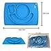 Silicone Children Placemat+3 Compartments Plate for Kids Babies Child Toddlers Food+Meal+Dining Table+Feeding+Prep NonSlip Mat Portable Travel Snail+FDA Approved+Microwave Safe Suction(Blue)Kidwand