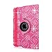 Cellularvilla Compatible with Apple iPad Air Case - 360 Degree Rotating Pink Glitter Pu Leather Flip Folio Multi-Angle Stand Smart Case Cover with Auto Sleep / Wake for iPad Air / iPad 5 (5th Gen)