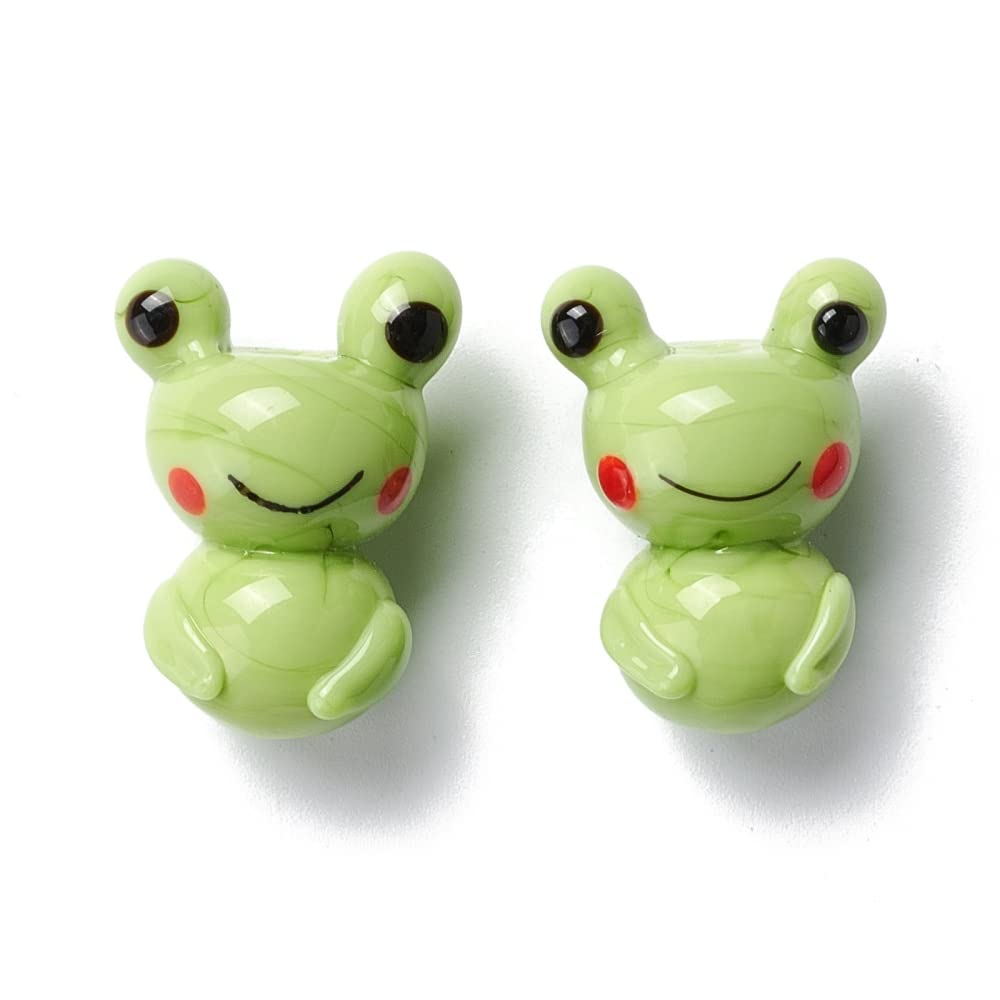 Boutigem 5pcs Handmade Frog Lampwork Beads Cute Animal Theme Bead for Jewelry Making DIY Bracelet Necklace Earring Decor Accessories Gifts — image 1