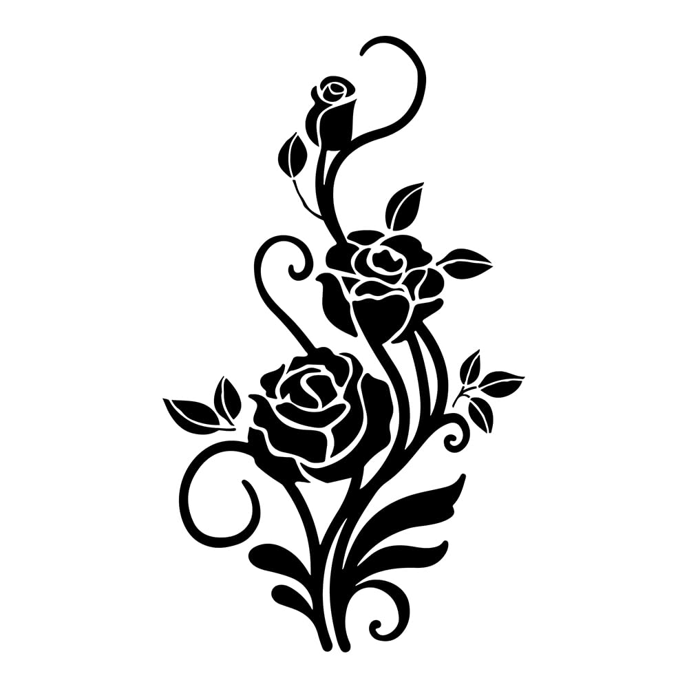 SUPERDANT Rose Wall Stickers Flower Vine Wall Decal Leaves Vinyl Art Transfer Sticker for Home Girls Bedroom Living Room TV Balcony Windows Decoration