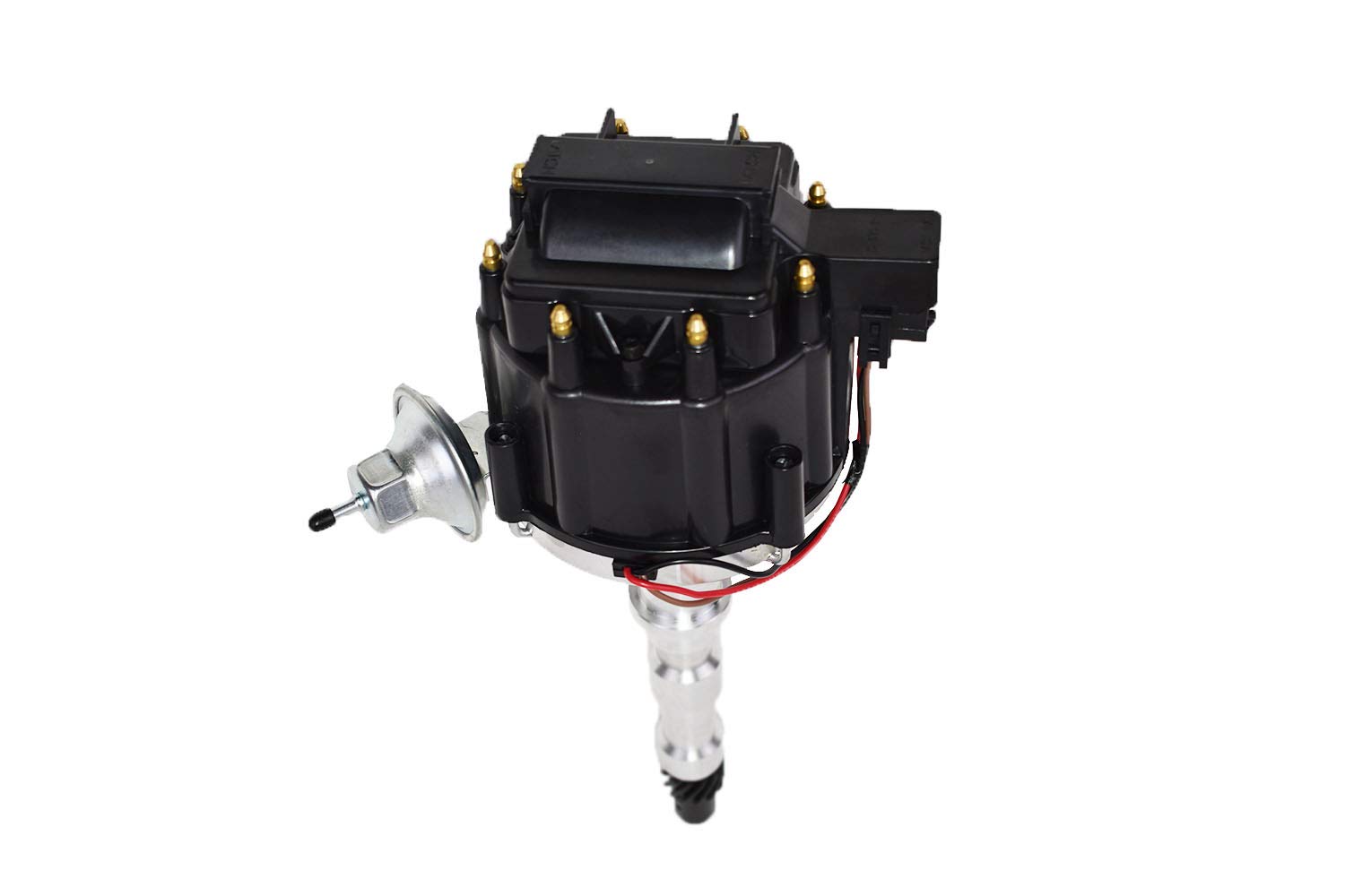 Photo 1 of A-Team Performance HEI Ignition Distributor 65kV Coil - Black Cap, 1-Wire Installation, Hardened Steel Gears, Polished Aluminum Shaft & Chrome Moly Gear - Compatible with Cadillac 472 & 500 V8 Engines