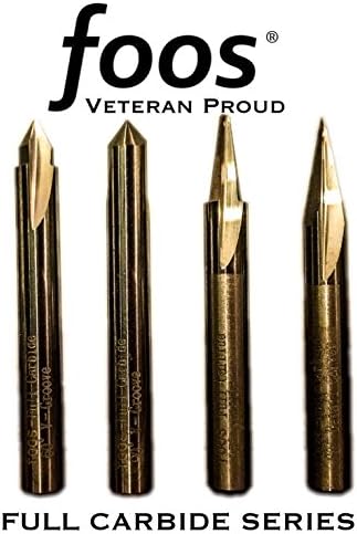 Wood Carving &amp; Sign making Router bit set - 50mm Solid Carbide - 4pcs - Foos Full Carbide Series