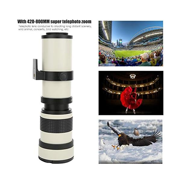 Teleskopobjektiv, weiß mit 420-800MM Super-Telezoom F/8.3-16 Manuelles Fokussieren Teleobjektiv für Canon EOS 100D/200D… – Bild 5