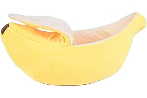 TITA-DONG Cute Banana Cat Bed House,Warm Soft Punny Dogs Sofa Sleeping Playing Resting Banana Bed,Lovely Pet Supplies for Cats Small Dog Rabbit