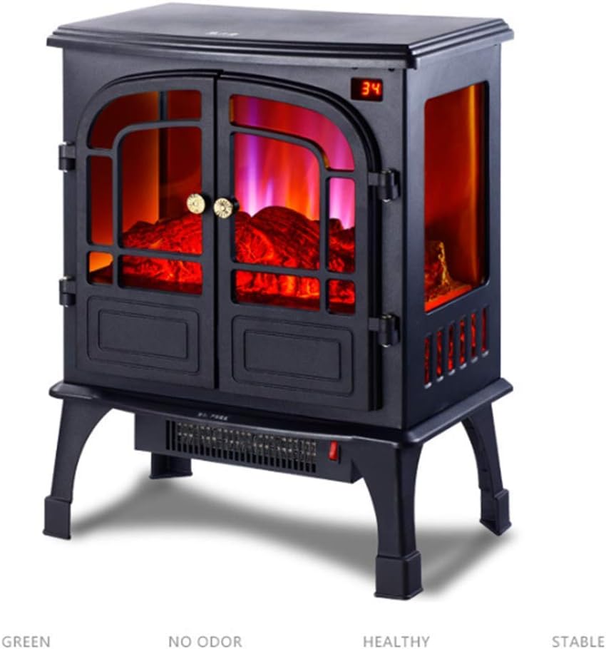 CHUXUE 3D Simulated flame Electric Fireplace Stove with Control - Portable Indoor Space Heater(Black) 2000w(506 * 345 * 599mm)