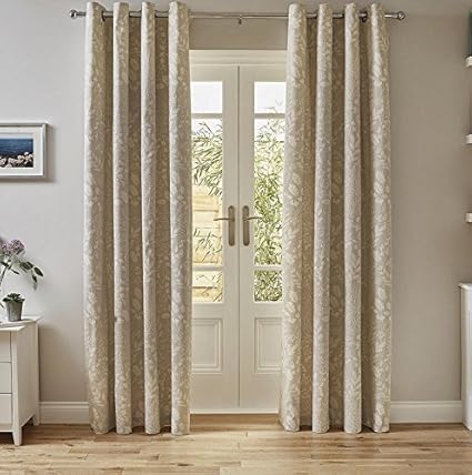 New Tesco Florence Eyelet Curtains 66x90 Natural Amazon Co Uk