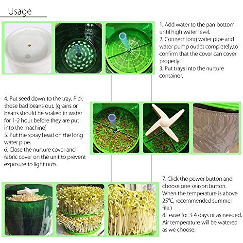 2 Layers Intelligence Bean Sprouts Machine Upgrade Large Capacity Thermostat Green Seeds Grow Automatic Bean Sprout Machine - Thumbnail 3