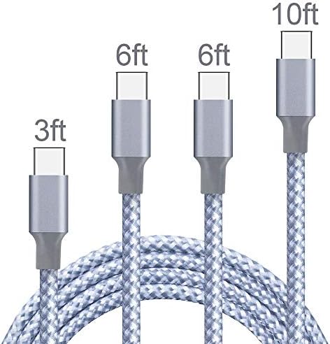 Vanzon USB Type C Cable, 4Pack 3FT 2x6FT 10FT Nylon Braided USB C Charger Cable Fast Charging Cord Compatible Samsung Galaxy S9 S8 Plus Note 9/8, LG G6G7, Moto G6 Play, Google Pixel XL 3/3 XL-Grey