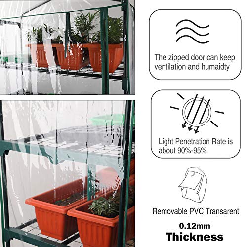image for Worth Mini Ourdoors Indoor Greenhouse, 4 Tier 4 Shelf and PVC Cover Gr