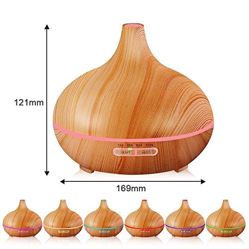 SKY-TOUCH Essential Oil Diffuser, 550ml Oil Diffuser with 4 Timer, Aromatherapy Diffuser with Auto Shut-off Function, Cool Mist Humidifier BPA-Free for Bedroom Home (Cream Yellow)