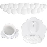 Ptwola Cloud Keyboard Wrist Rest Ergonomic Hand Support Desk Mouse Pad Comfortable Memory Foam Arm Wrist Pad with Non-Slip PU Base for Computer Laptop Gaming Office Home Easy Typing Pain Relief