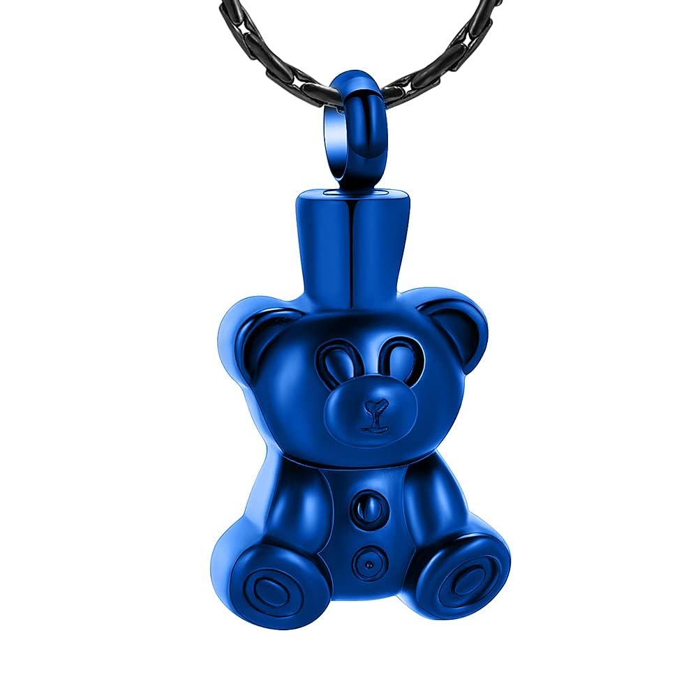 Cremation Jewelry Urn Necklaces for Ashes - Stainless Steel Teddy Bear Pendant Keepsake Memorial Pet Ashes Holder
