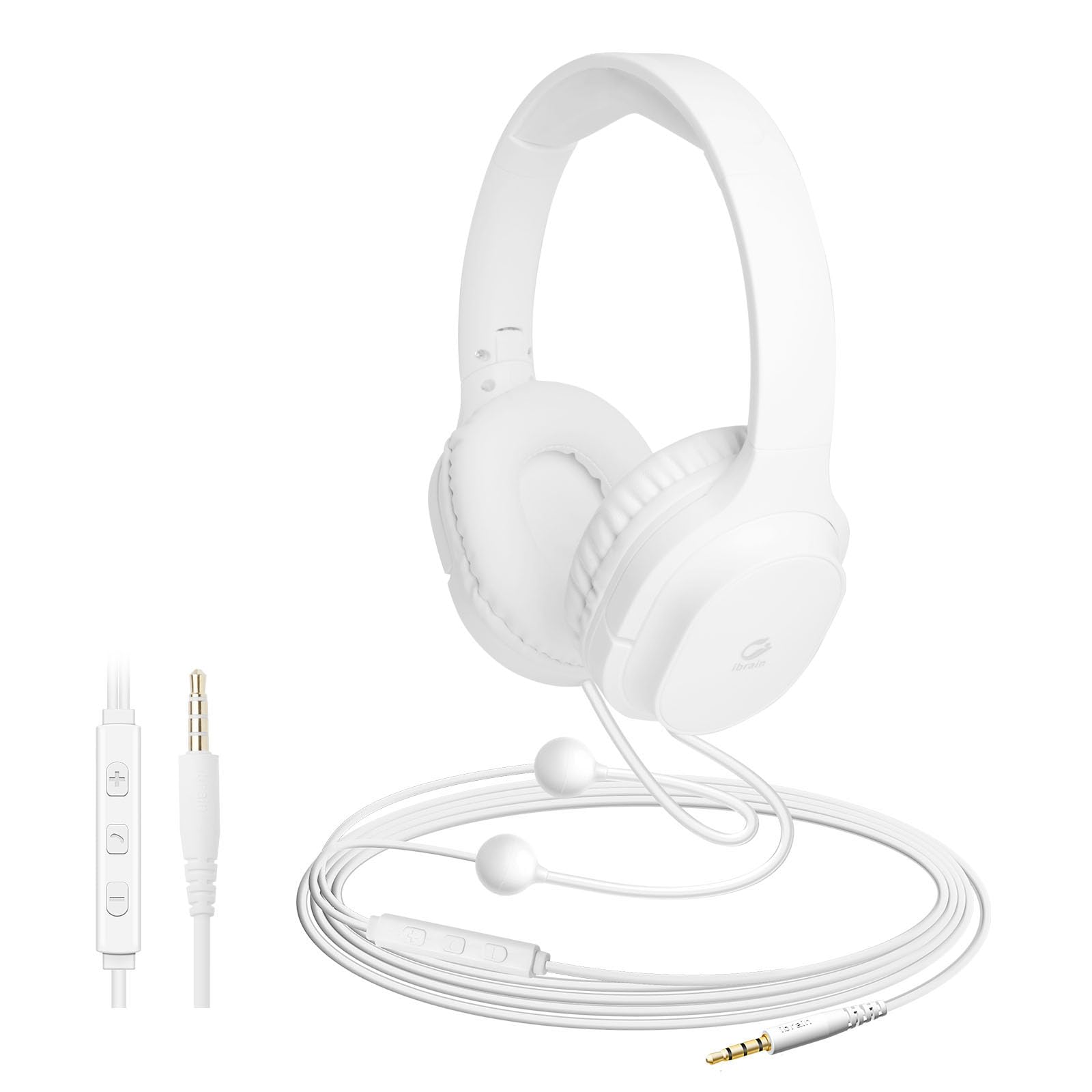 Photo 1 of ibrain Air Tube Headphones Air Tube Headset Over The Ear Headphones Wired Airtube Headset with 3.5mm Jack - White