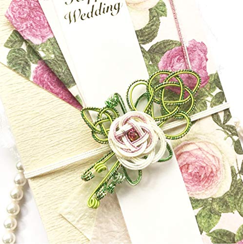 Frontia Shugi Bukuro Japanese Traditional Money Gift Envelope Wedding Washi Mizuhiki Handmade (Pink Rose/Rhinestone&Glitter)