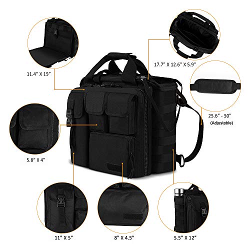 Men's Military Laptop Messenger Bag Multifunction Outdoor Tactical Briefcase Computer Shoulder Handbags for 17" Laptop (Black) - Thumbnail 3