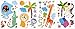 Crazy Jungle Animals Baby/Nursery Wall Sticker Decals for Boys and Girls