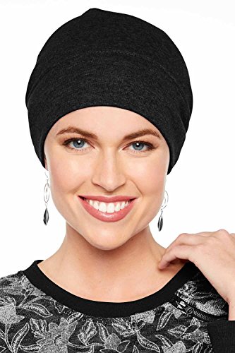 Headcovers Unlimited Cotton Relaxed Beanie-Caps for Women with Chemo Cancer Hair Loss Black - Thumbnail 6