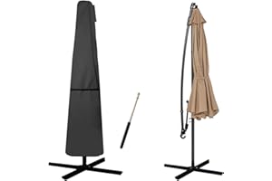 MEANCHEN Patio Umbrella Cover-420D Waterproof with Rod and Zipper - Fit Market Umbrella 6ft-9ft,Black