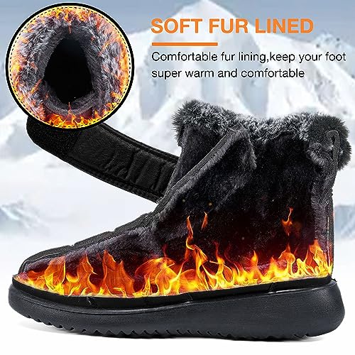 Aomigoct Women Winter Snow Boots: Fur Lined Warm Slip On Boots for Women Waterproof Booties Comfortable Outdoor