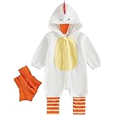 Baby Chick Halloween Costumes Infant Toddler Girl Boy Chicken Costume Fuzzy Romper Outfits Dress Up Set+Feet Warmer