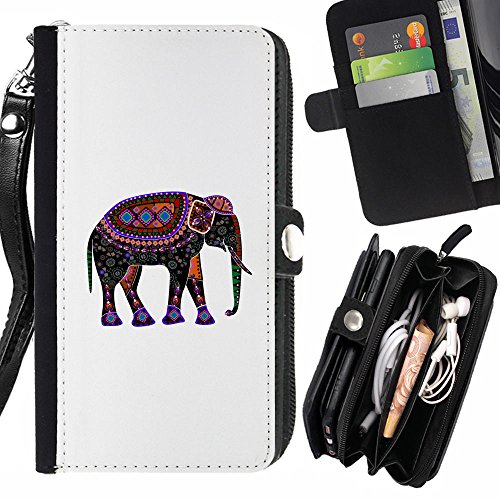 Elephant Statue Figure Indian Beautiful - Flip Credit Card Slots Pu Holster Leather Wallet Pouch Protective Skin Case Cover For LG Lancet VW820