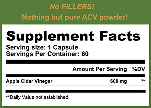 600mg Apple Cider Vinegar Pills - 60 Caps - Supports Weight Loss, All Natural Detox - High Potency - USA-Made, Non-GMO Dietary Supplement - Digestive Enzyme & Blood Circulation -by Roam Nutrition