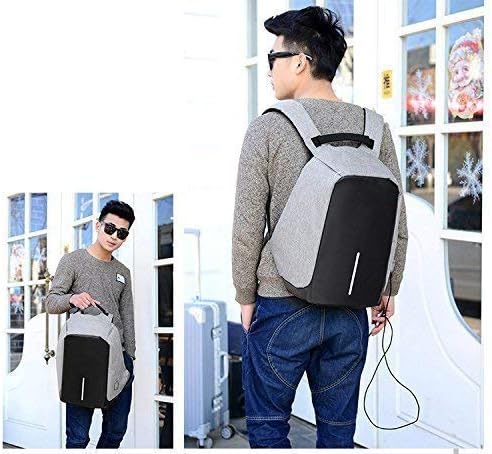 PrimeBox Anti Theft Waterproof Camping Organizer Backpack Bag and Built in Charging Port Business Laptop Bag with USB Charging Port 15.6 Inch (Grey)