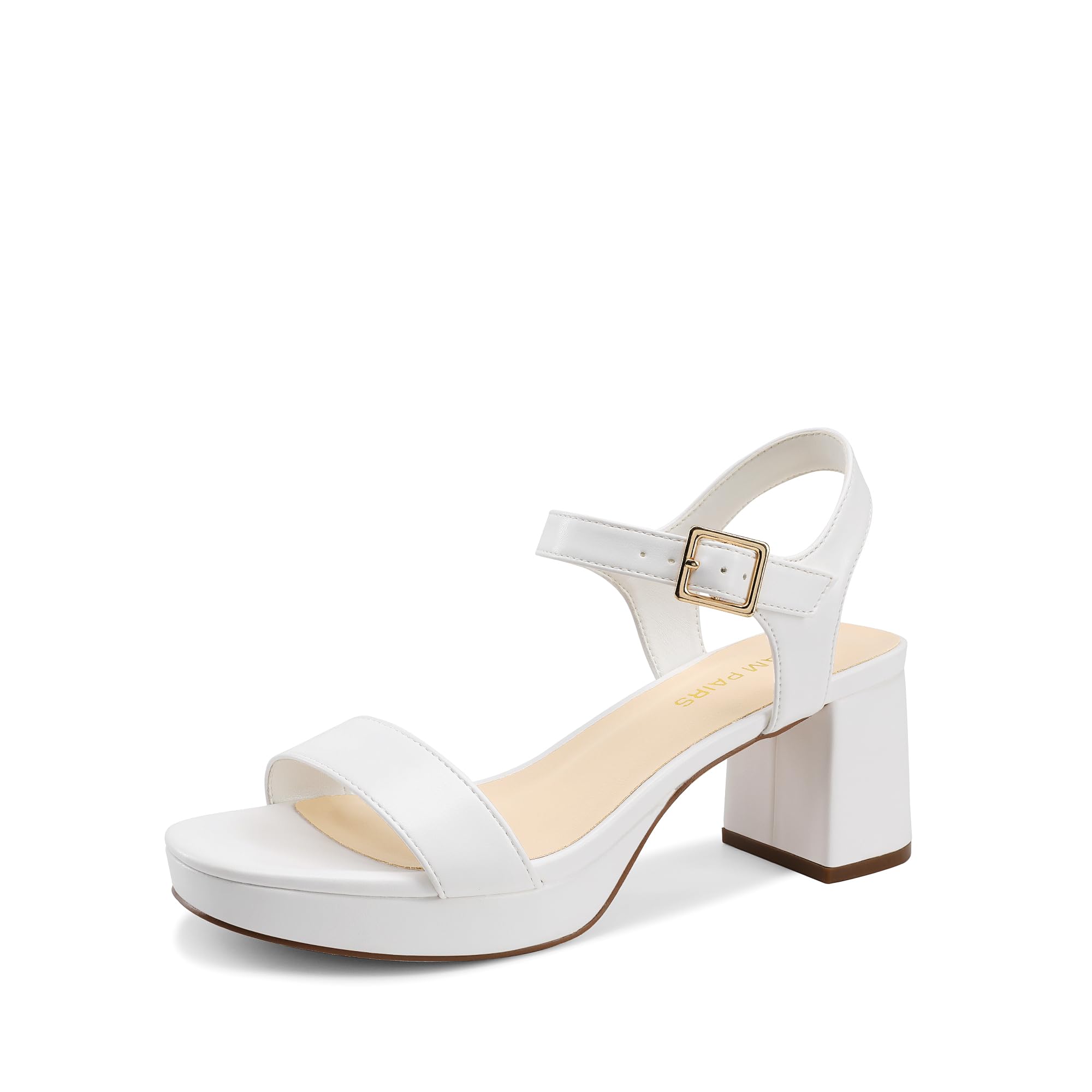 Photo 1 of DREAM PAIRS Women's Platform Heels Block Chunky Open Toe Ankle Strap Heel Fashion Wedding Party Dress Sandals Shoes,Size 7.5,White,DWUMHS2507