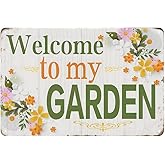 YOYI ART Welcome to My Garden Sign - Patio Sign for Outside, Backyard, Farmhouse Wall Decor Art, 12 x 8 inch