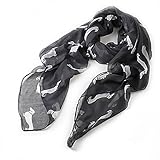 Eudora Fashion 9 Color Animal Dachshund Dog Print Scarf Pashmina Women Scarves (Black)