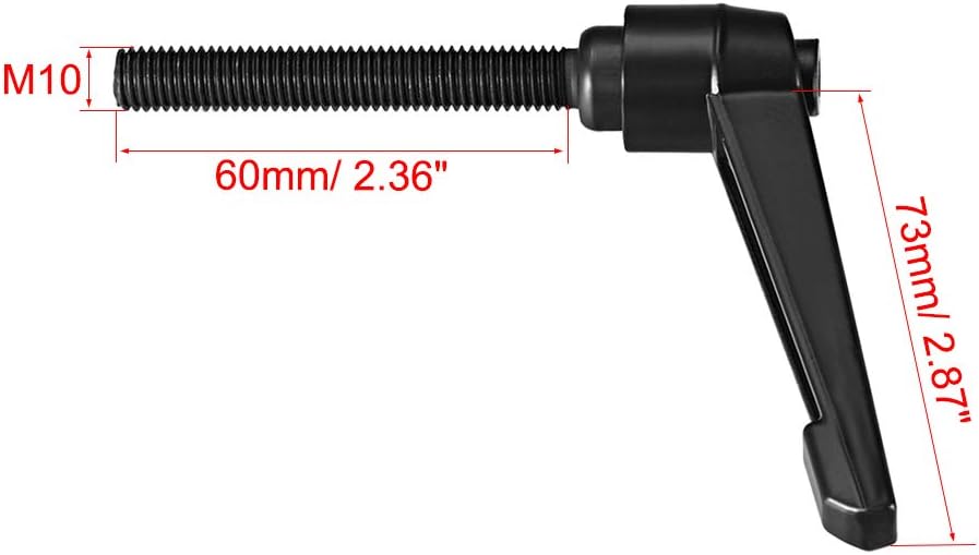 sourcing map M10 x 60mm Handle Adjustable Clamping Lever Thread Push Button Ratchet Male Threaded Stud Knobs Quick Release Screw Handles Bolts with Locking Lever Black - Image 4