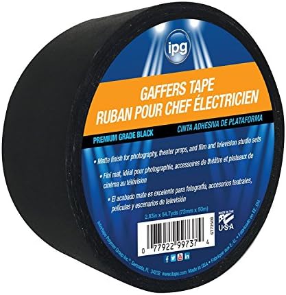 IPG99737, 2.83" x 54.7 yd, Matte Black (Single Roll) Gaffers Tape