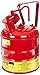 Justrite 1 Gallon Type I Red Safety Gas Can for Gasoline with Flame Arrester, Self-Closing Lid, and Trigger Handle, Made in the USA, Galvanized Steel Flammable Storage Can, 10301