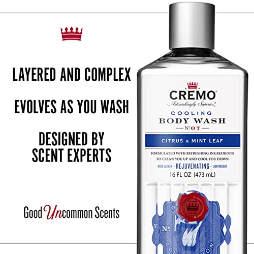 Cremo RichLathering Cooling Citrus and Mint Leaf Body Wash, Crisp