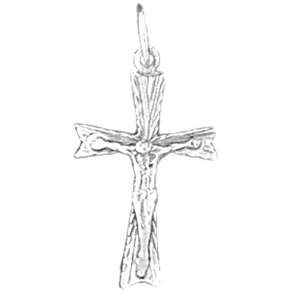 Rhodium-plated 925 Silver Latin Crucifix Pendant with 16 Necklace Jewels Obsession Cross Necklace